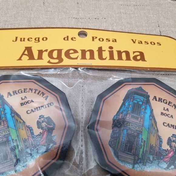 Argentina La Boca Caminito Buenos Aires Drink Beer Coasters Set of 6 Tango Jokas - Picture 3 of 8